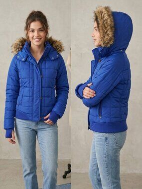 Aeropostale Blue with Removable Hood Faux Fur Women's Jacket - Size Medium NEW
